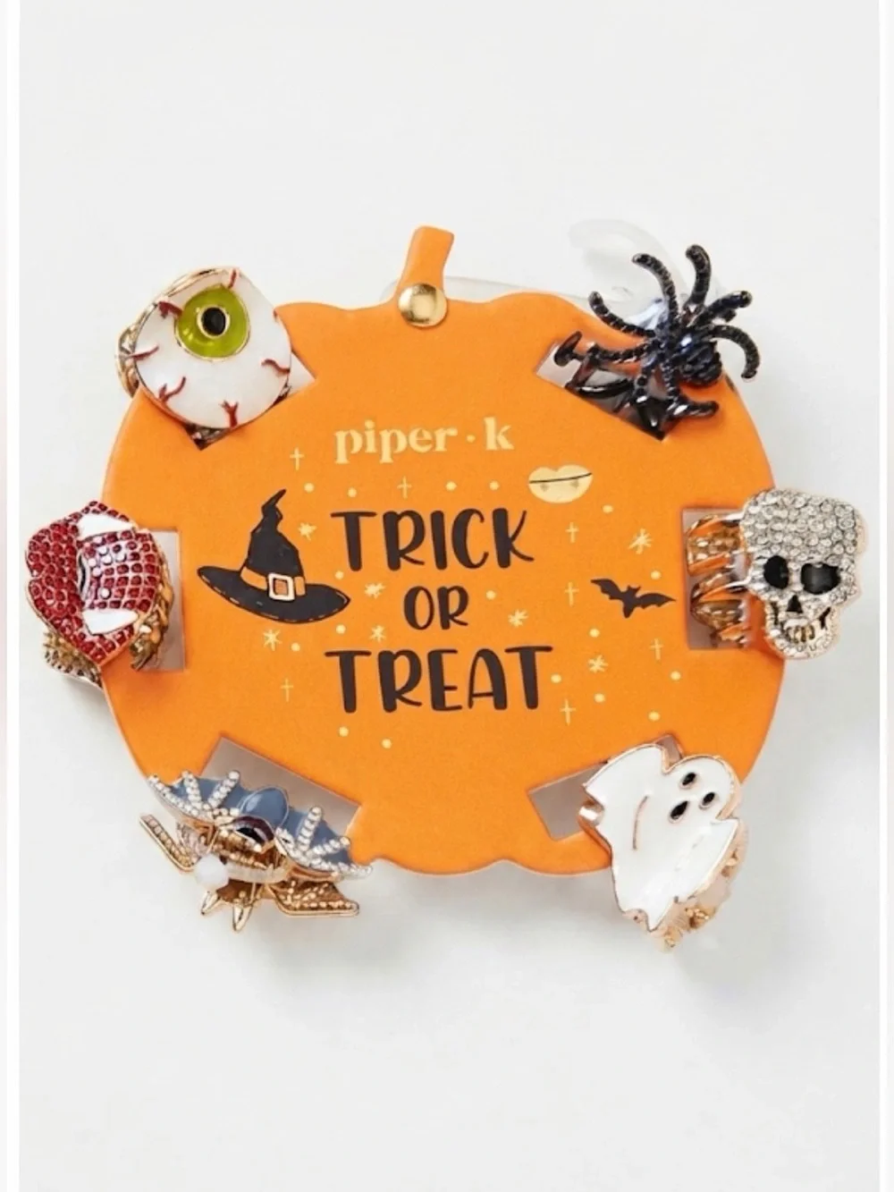 NWT 💀🦇👻🕷️ PIPER K Halloween Set of 6 Metal Mini Claw Hair Clip